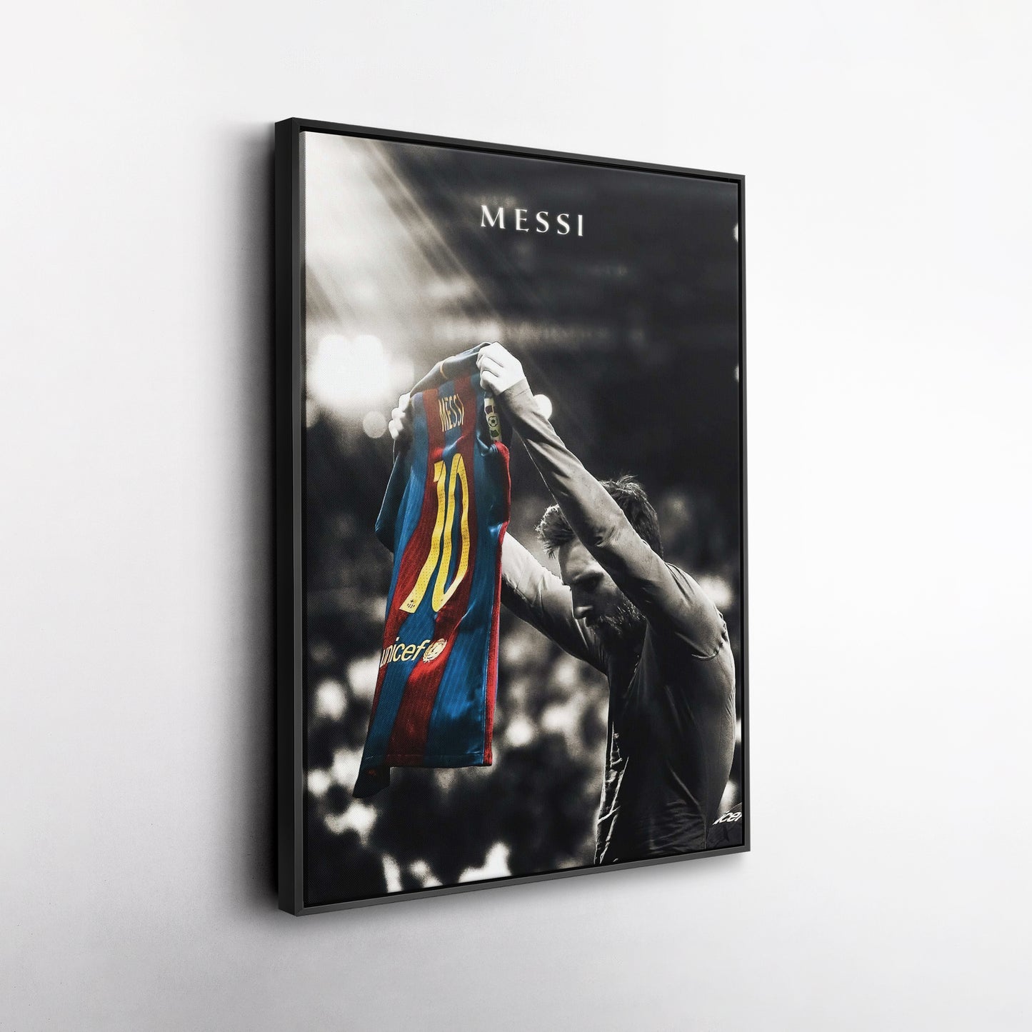 Lionel Messi Iconic Celebration Canvas Wall Art – Football Star Poster