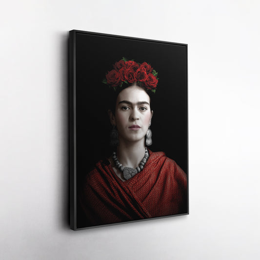 Frida Kahlo Beauty Flower Canvas Wall Art – Artistic Portrait Print