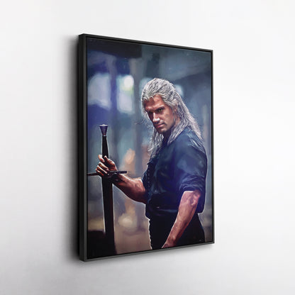 Geralt of Rivia Witcher Canvas Wall Art – Fantasy TV Series Print