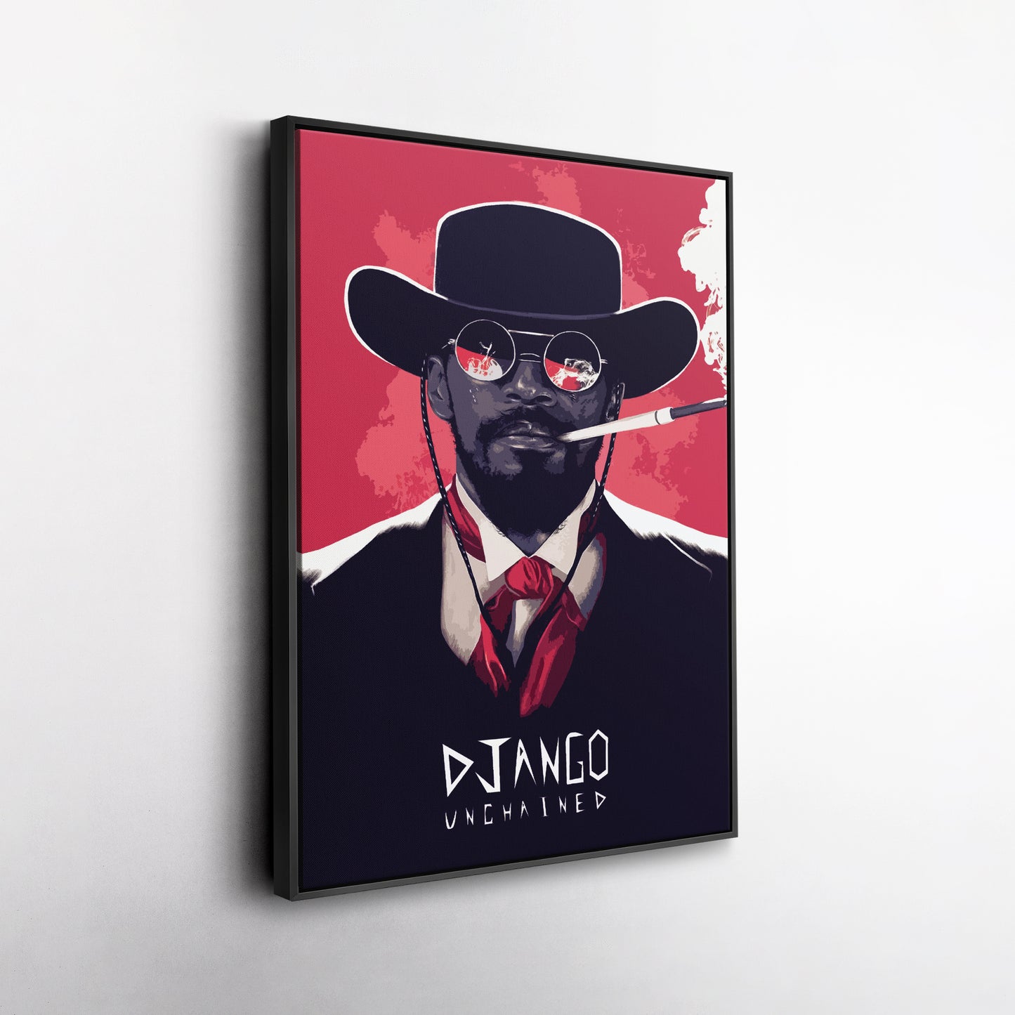 Django Unchained Illustration Canvas Wall Art – Western Movie Decor