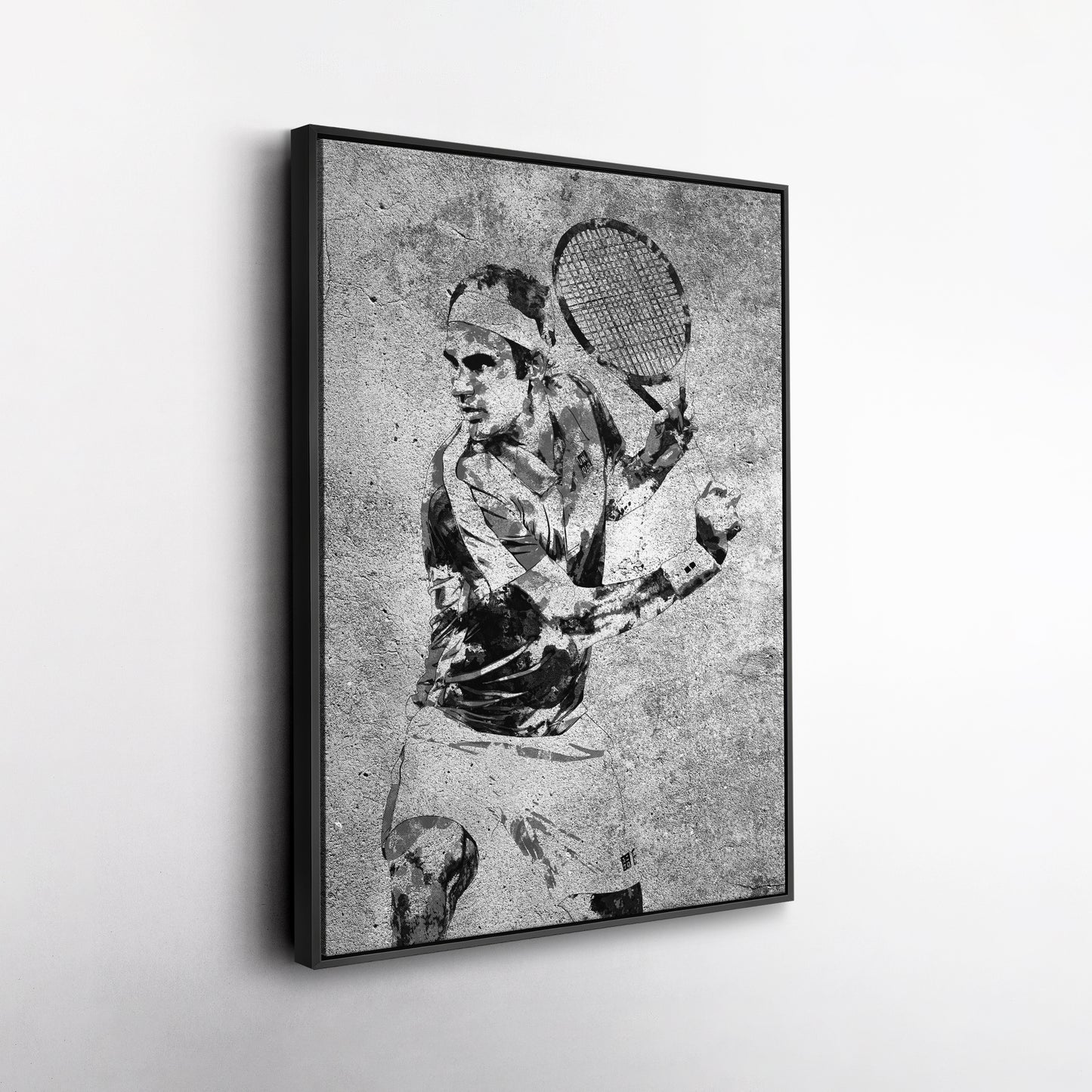 Roger Federer Tennis Canvas Wall Art – Grunge Texture Sports Legend Decor