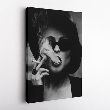 Fight Club Marla Singer Smoking Canvas Wall Art – Movie Scene Poster
