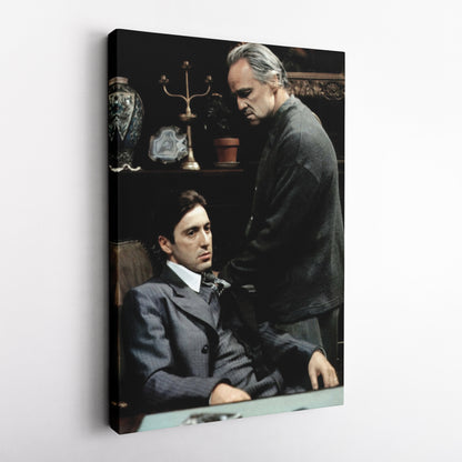 Godfather Marlon Brando and Al Pacino Canvas Wall Art – Mafia Movie Poster