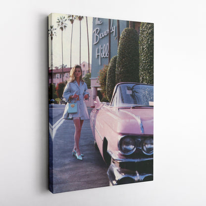 Vintage Car Beverly Hills Poster – Canvas Wall Art Print Home Decor