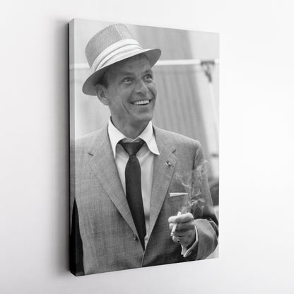 Frank Sinatra Smoking Canvas Wall Art – Classic Music Legend Home Decor