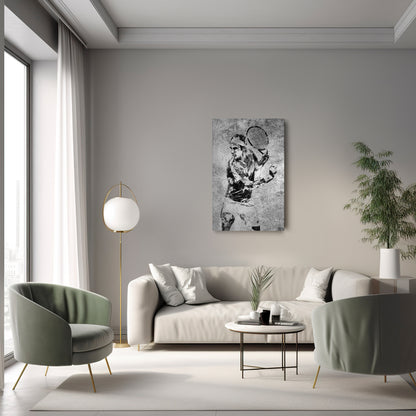 Roger Federer Tennis Canvas Wall Art – Grunge Texture Sports Legend Decor