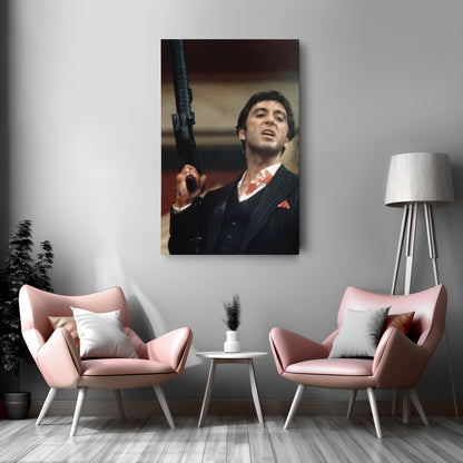 Scarface Poster – Al Pacino with Gun Canvas Wall Art Home Decor