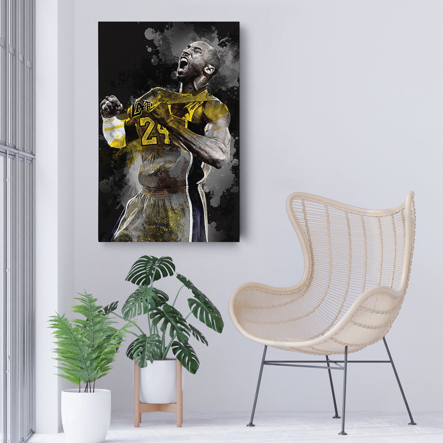 Kobe Bryant Splash Effect Canvas Wall Art – Legendary NBA Action