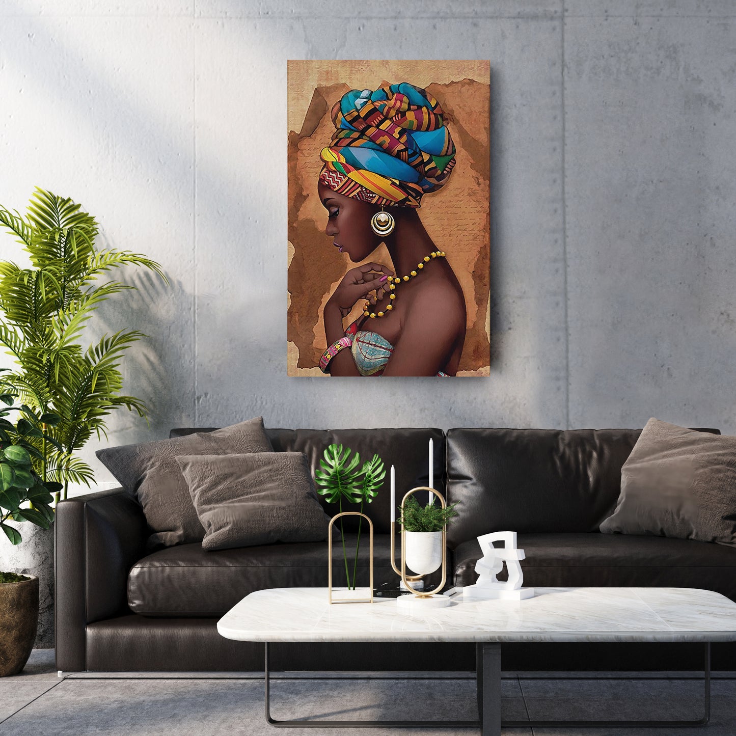 Girl with Yellow Necklace Canvas Wall Art – Beautiful Portrait Decor