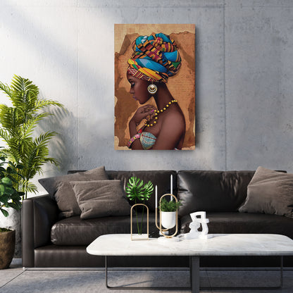 Girl with Yellow Necklace Canvas Wall Art – Beautiful Portrait Decor