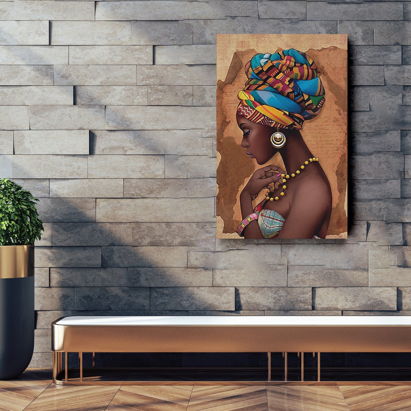 Girl with Yellow Necklace Canvas Wall Art – Beautiful Portrait Decor