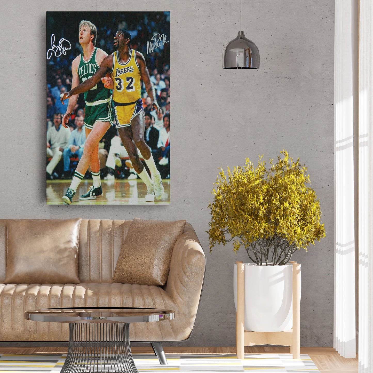 Larry Bird Magic Johnson Basketball Canvas Wall Art – NBA Legends Tribute