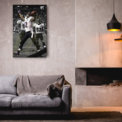 The Mile High Miracle Canvas Art - NFL Ravens vs. Broncos Wall Decor