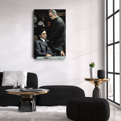 Godfather Marlon Brando and Al Pacino Canvas Wall Art – Mafia Movie Poster