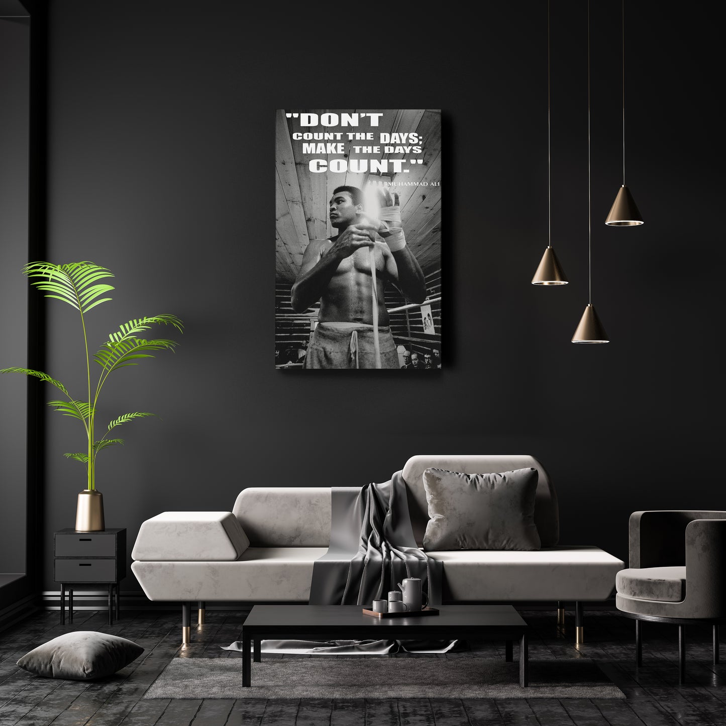 Muhammad Ali Black and White Quote Boxing Canvas Art – Boxing Legend Decor