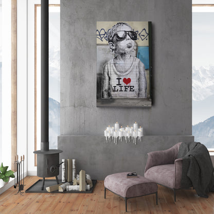 Banksy 'I Love Life' Canvas Print - Framed Wall Art