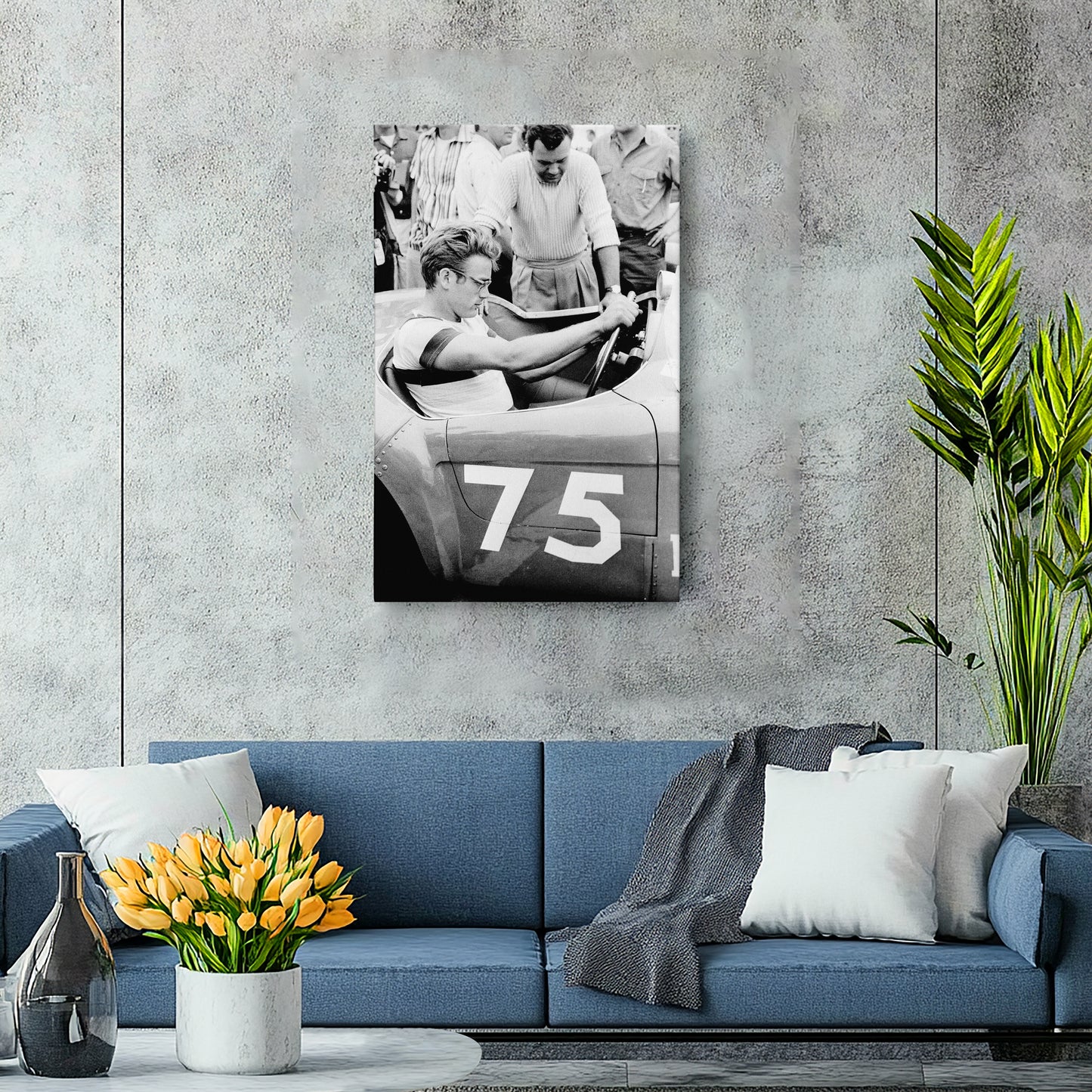 James Dean Car Retro Canvas Wall Art – Hollywood Movie Icon Decor