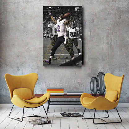 The Mile High Miracle Canvas Art - NFL Ravens vs. Broncos Wall Decor