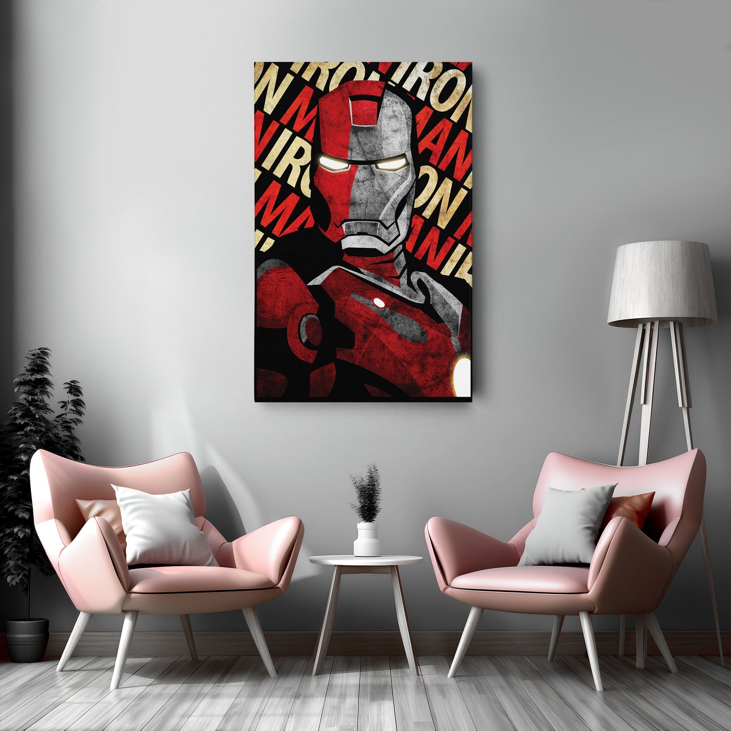 Iron Man Marvel with Background Text - Canvas Wall Art Decor