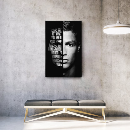 Cristiano Ronaldo Motivational Quote Canvas Wall Art Decor - Soccer Superstar Art