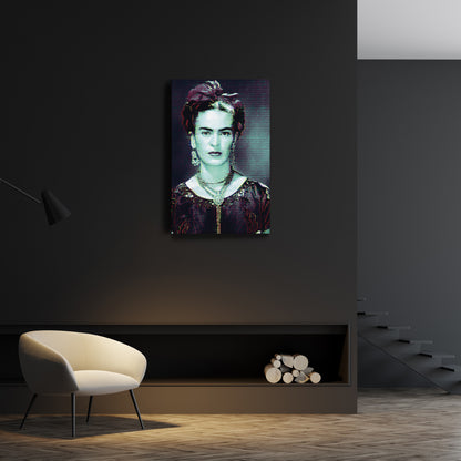 Frida Kahlo Glitch Canvas Wall Art – Creative Art Decor for Home