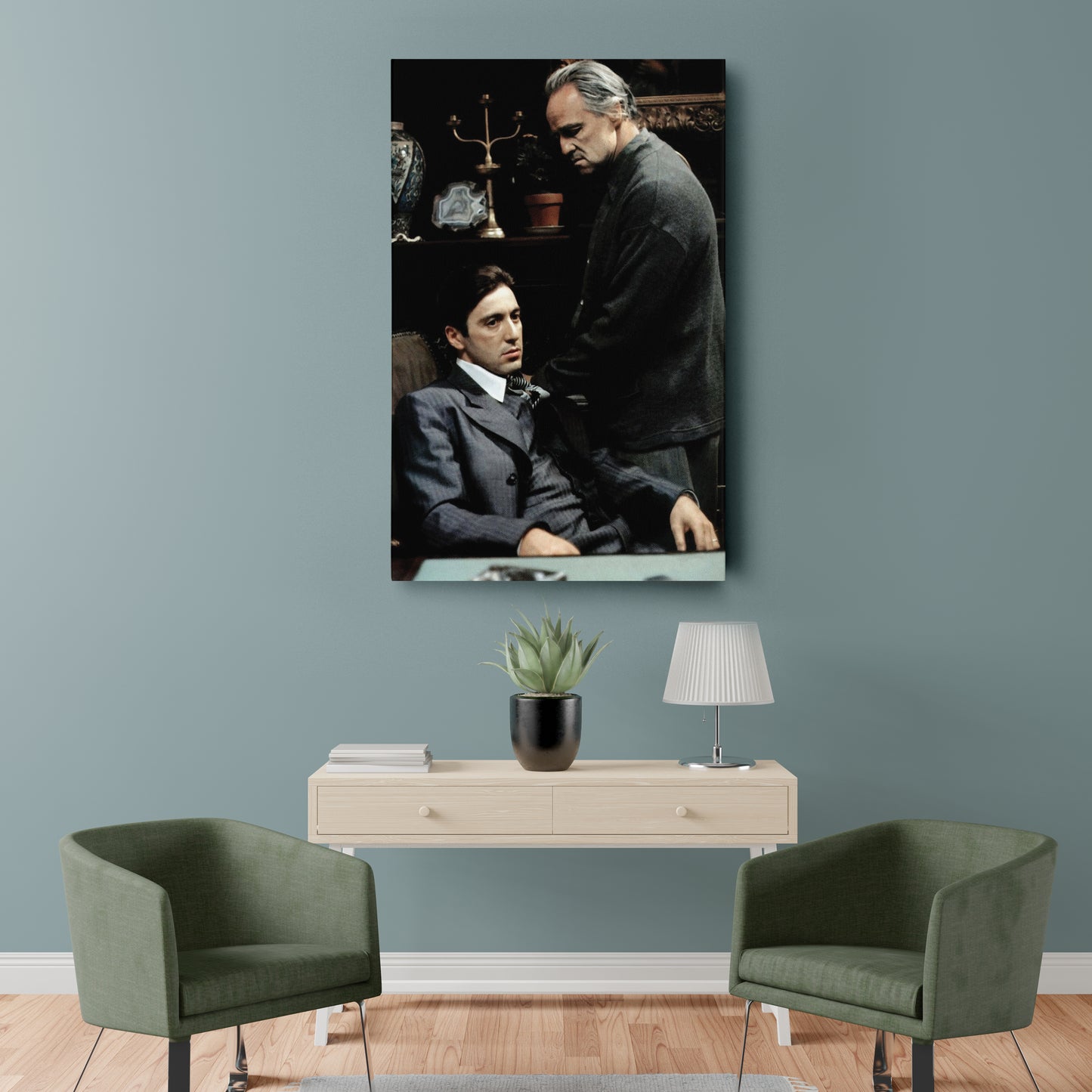 Godfather Marlon Brando and Al Pacino Canvas Wall Art – Mafia Movie Poster