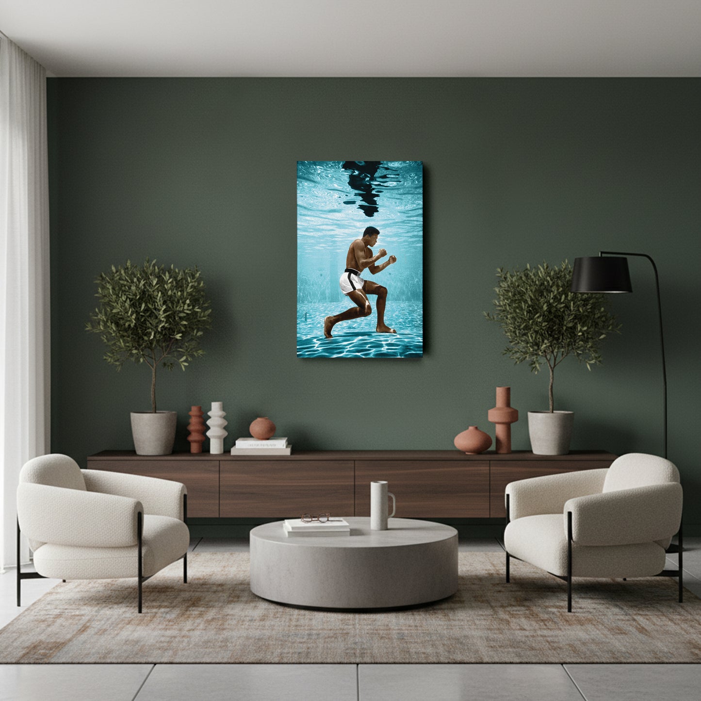 Muhammad Ali Underwater - Colored Canvas Wall Art Decor