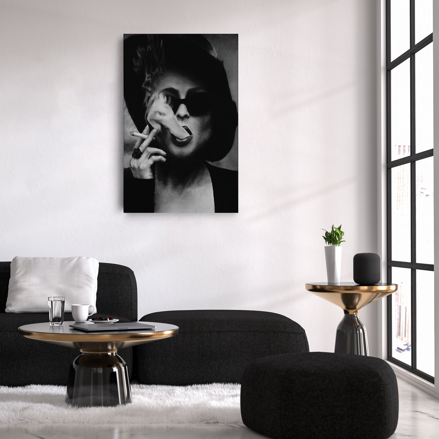 Fight Club Marla Singer Smoking Canvas Wall Art – Movie Scene Poster