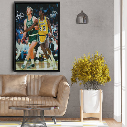 Larry Bird Magic Johnson Basketball Canvas Wall Art – NBA Legends Tribute