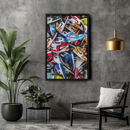 Air Jordan Sneakers Collection Canvas Wall Art Decor - Iconic Sports Sneaker Art