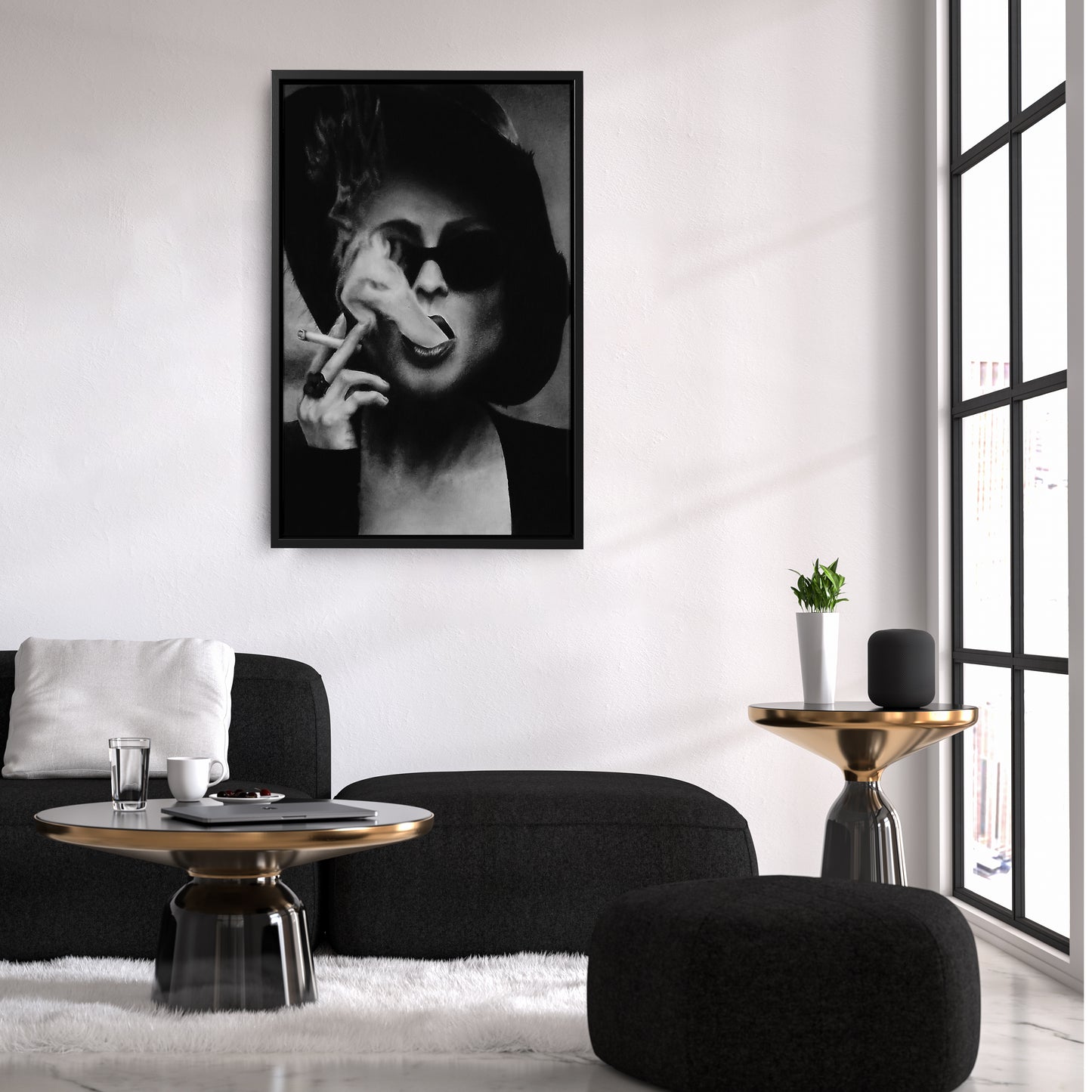 Fight Club Marla Singer Smoking Canvas Wall Art – Movie Scene Poster