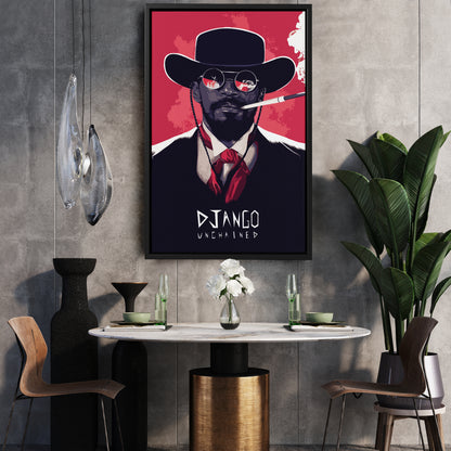 Django Unchained Illustration Canvas Wall Art – Western Movie Decor