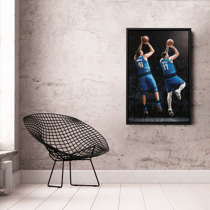 Luka Doncic and Dirk Nowitzki Canvas Art - Dallas Mavericks NBA Decor
