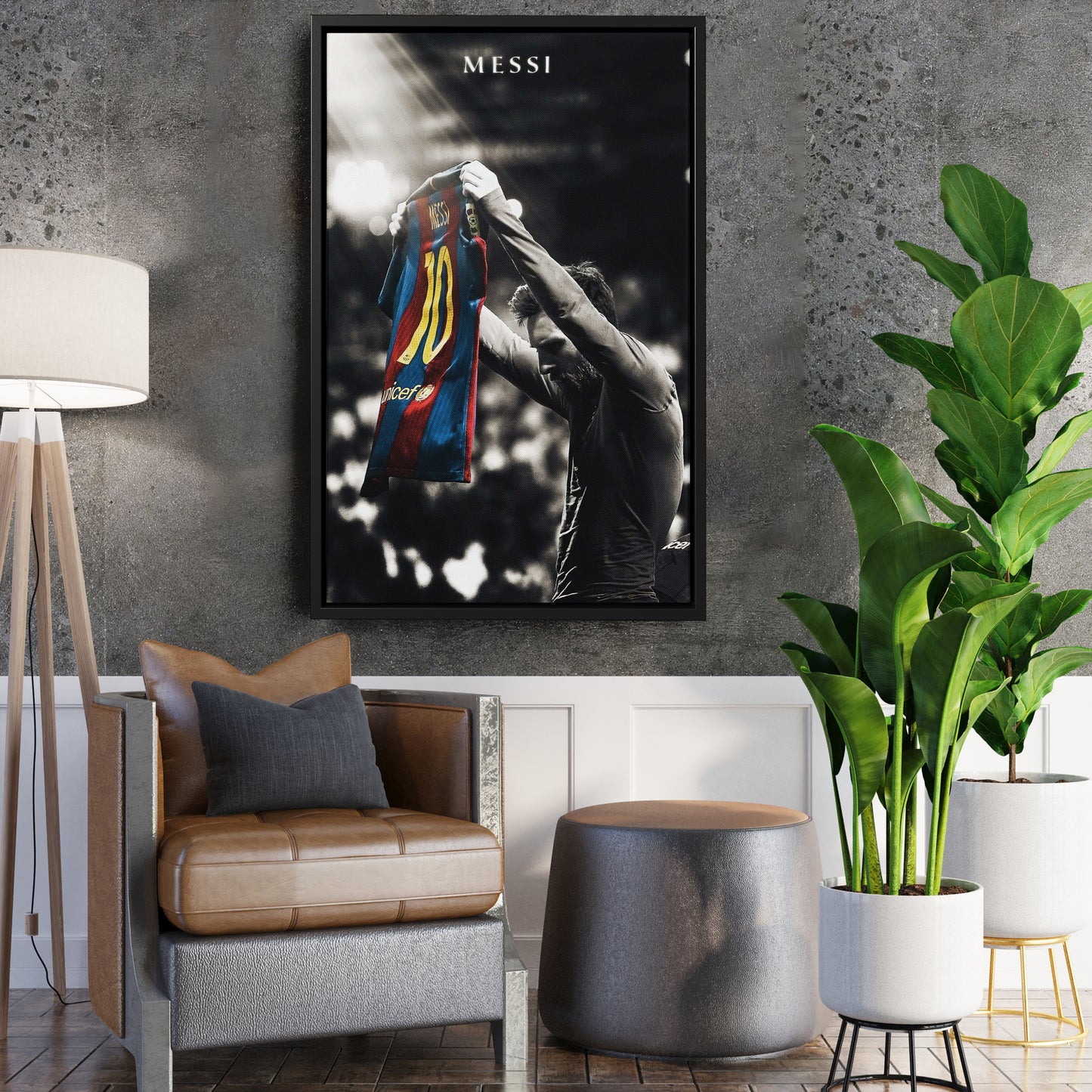 Lionel Messi Iconic Celebration Canvas Wall Art – Football Star Poster