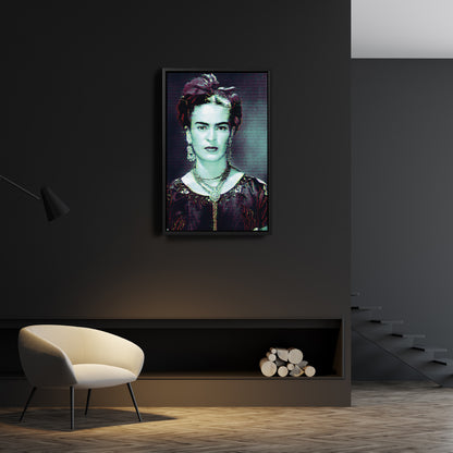 Frida Kahlo Glitch Canvas Wall Art – Creative Art Decor for Home