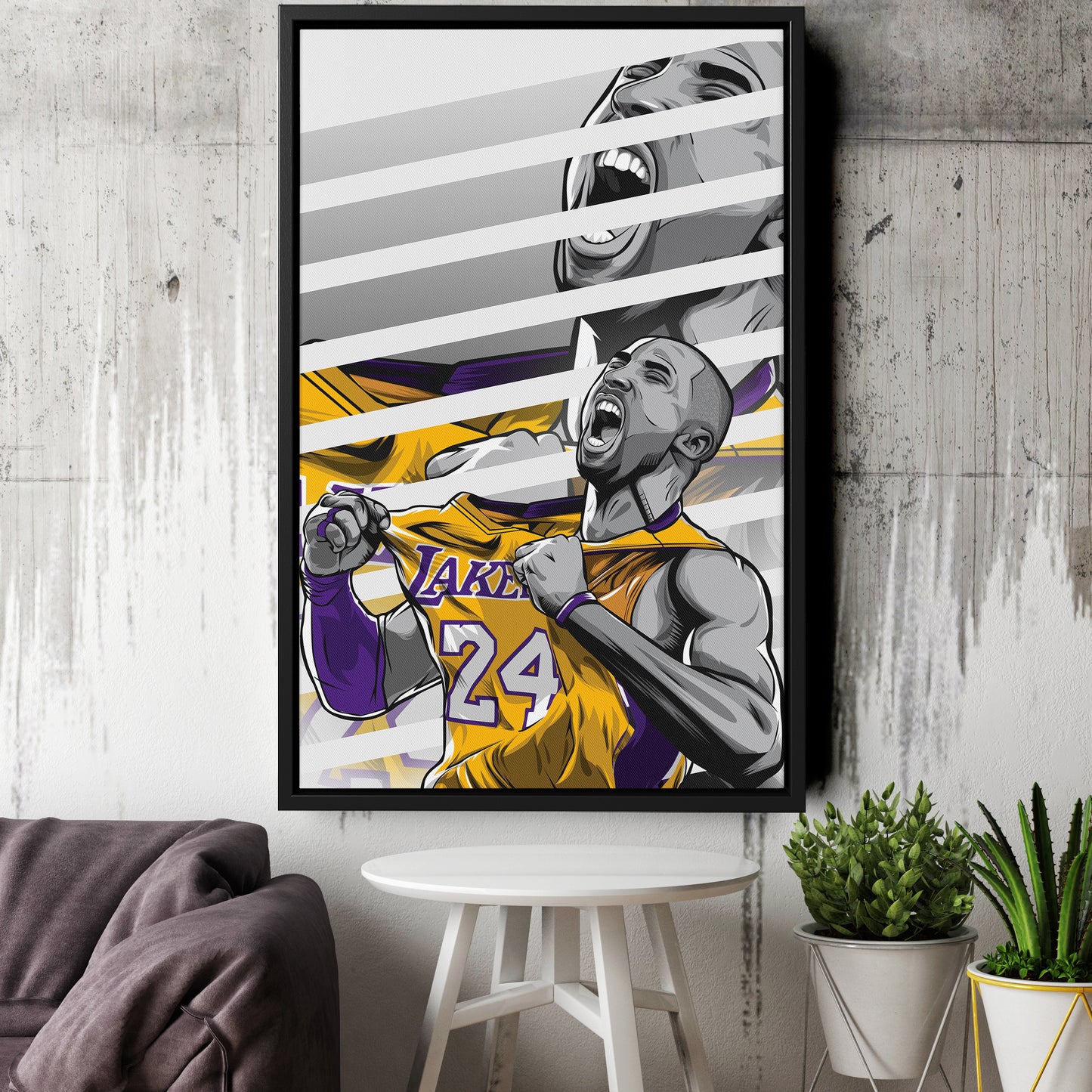 Kobe Bryant Basketball Player with Effect Canvas Wall Art – Dynamic Sports Print