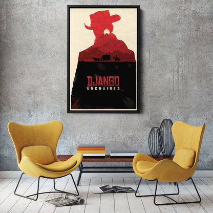 Django Unchained Movie Poster Canvas Wall Art Decor - Framed Western Film Art