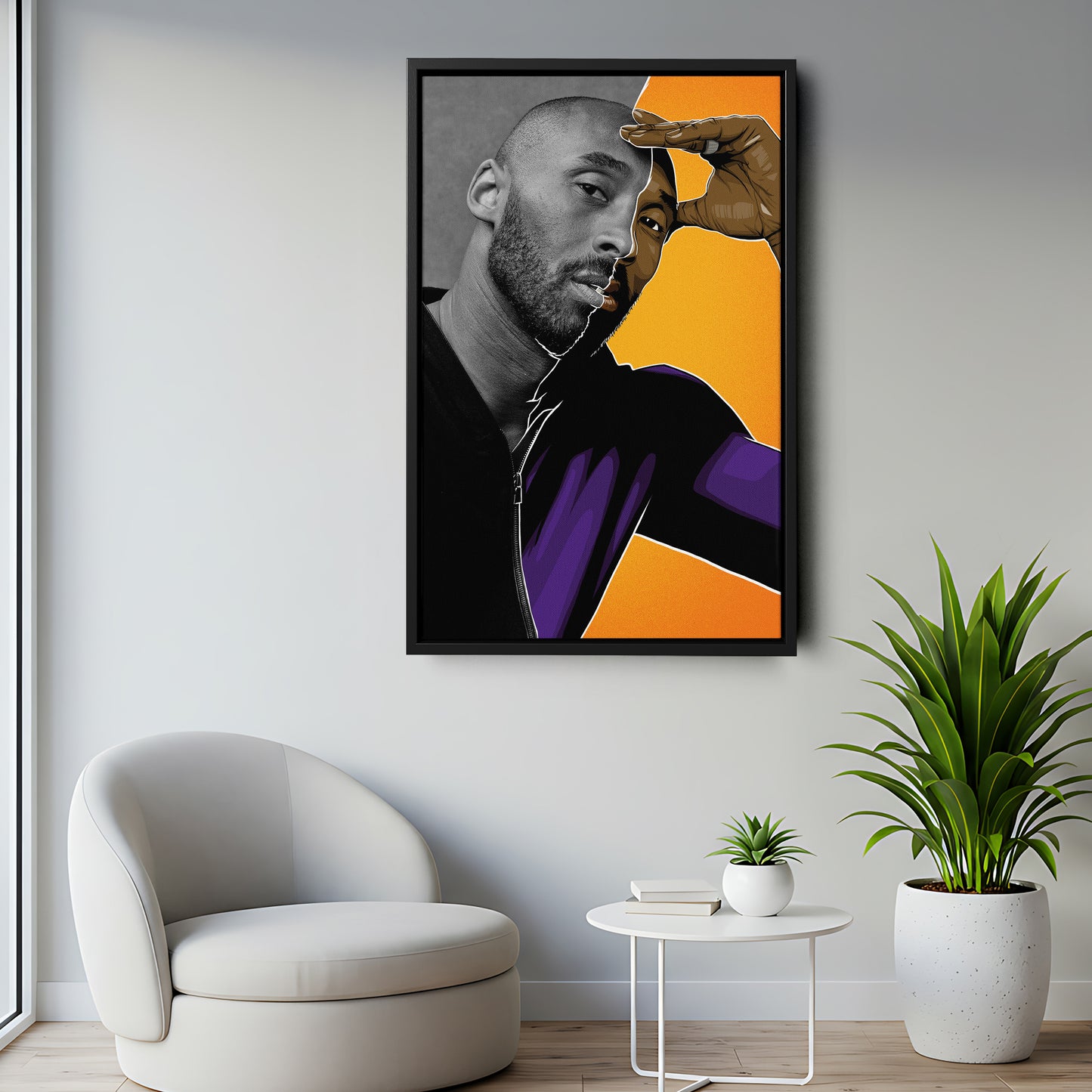 Kobe Bryant Cartoon Effect Canvas Wall Art – Fun Basketball Poster