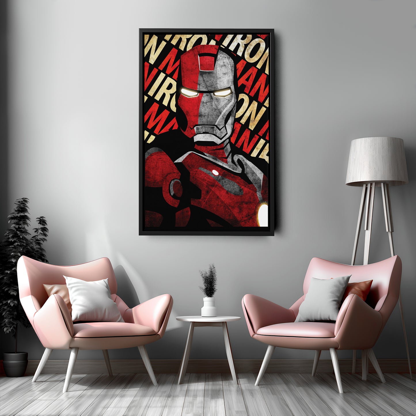 Iron Man Marvel with Background Text - Canvas Wall Art Decor