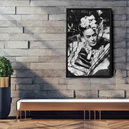 Frida Kahlo Black and White Canvas Wall Art – Iconic Art Print