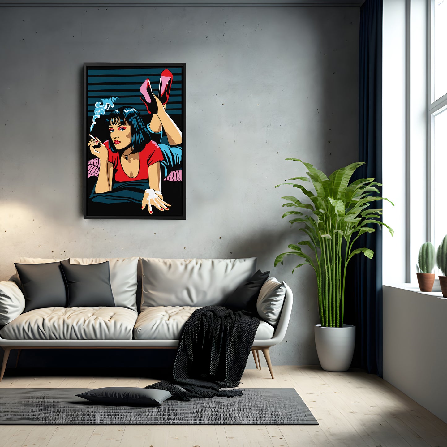 Pulp Fiction Uma Thurman Illustration Canvas Art – Cinematic Art Lovers Decor