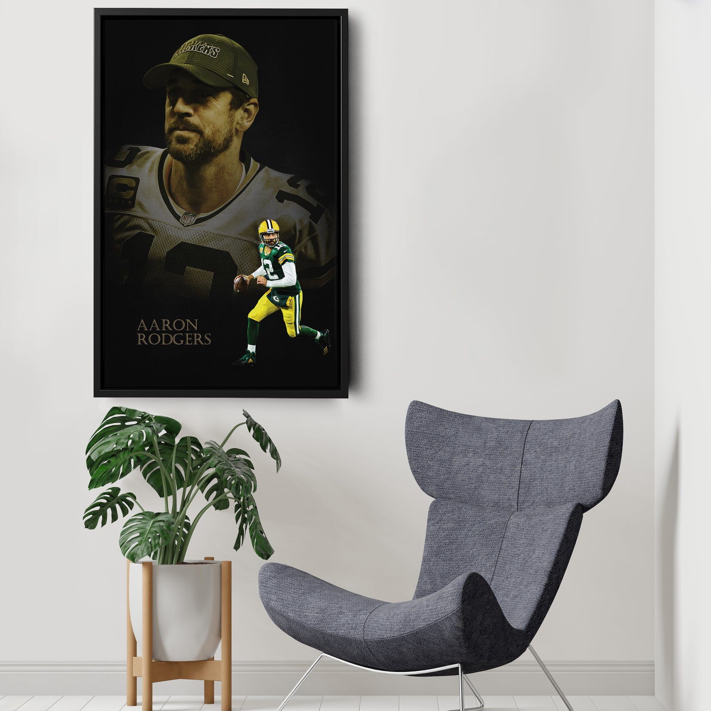 Aaron Rodgers Green Bay Packers NFL Canvas Wall Art - Framed Home Decor
