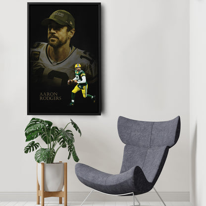 Aaron Rodgers Green Bay Packers NFL Canvas Wall Art - Framed Home Decor