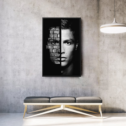 Cristiano Ronaldo Motivational Quote Canvas Wall Art Decor - Soccer Superstar Art