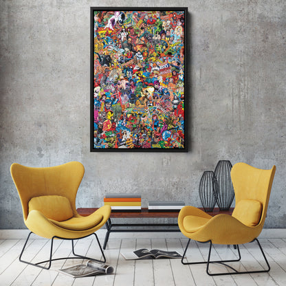 Marvel Comics Characters Canvas Art - Superhero Wall Decor Framed Print