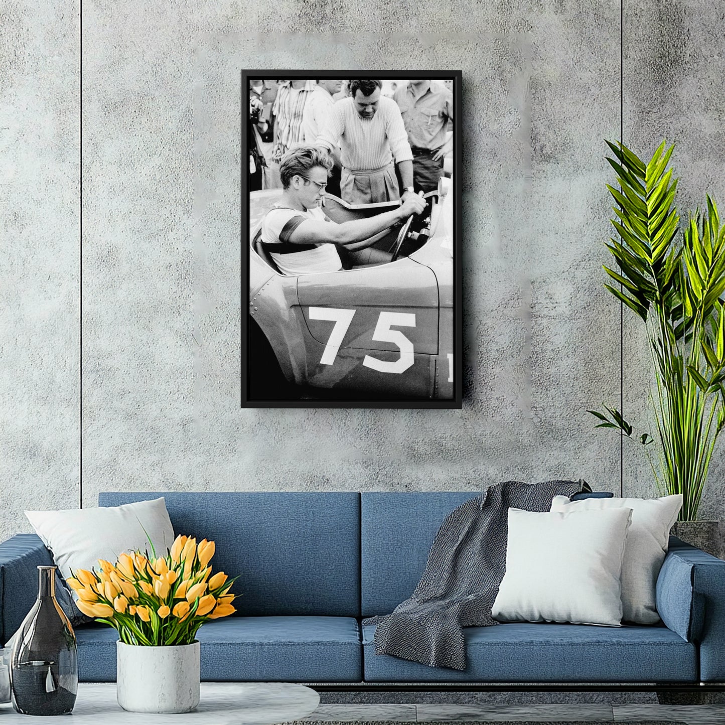 James Dean Car Retro Canvas Wall Art – Hollywood Movie Icon Decor