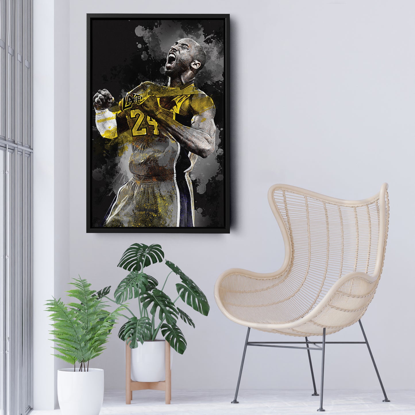 Kobe Bryant Splash Effect Canvas Wall Art – Legendary NBA Action