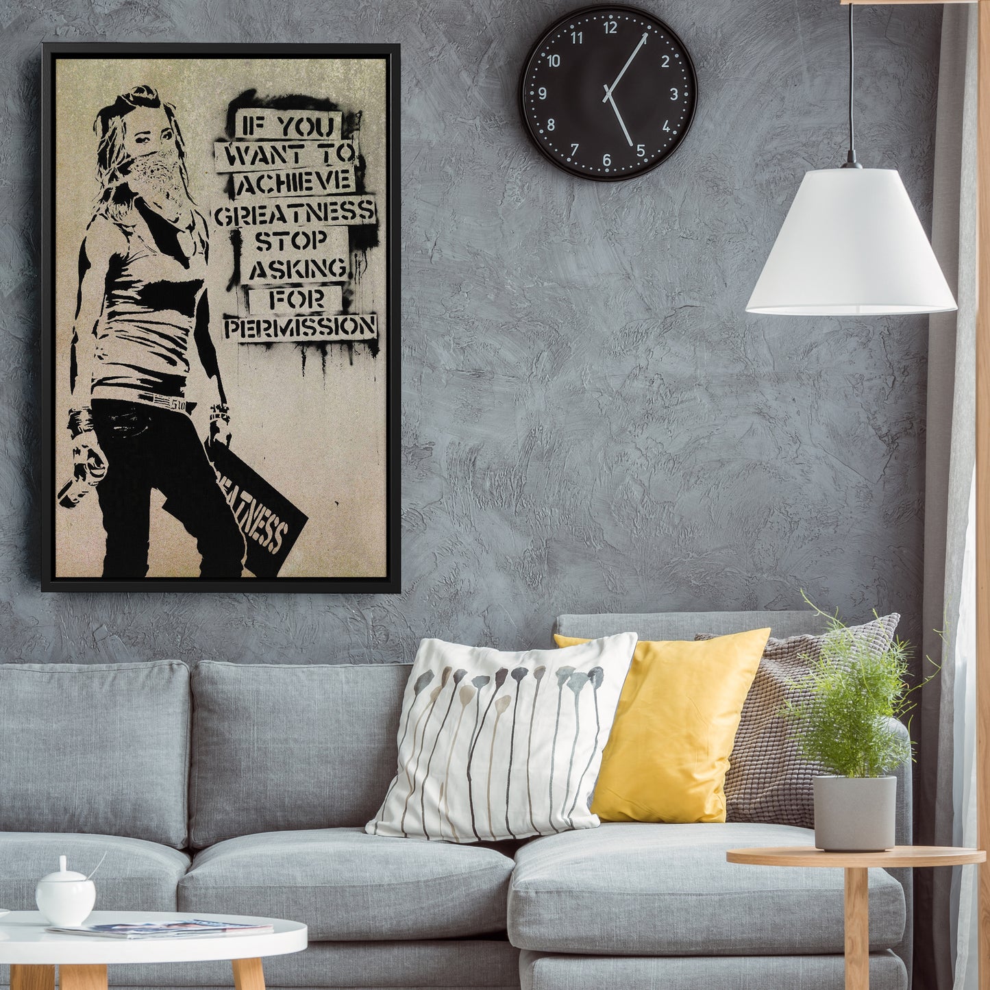 Banksy 'Girl with Quote' Canvas Print - Framed Wall Art