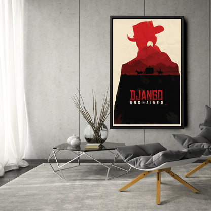Django Unchained Movie Poster Canvas Wall Art Decor - Framed Western Film Art