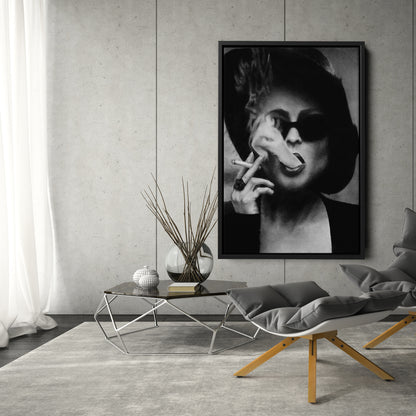 Fight Club Marla Singer Smoking Canvas Wall Art – Movie Scene Poster